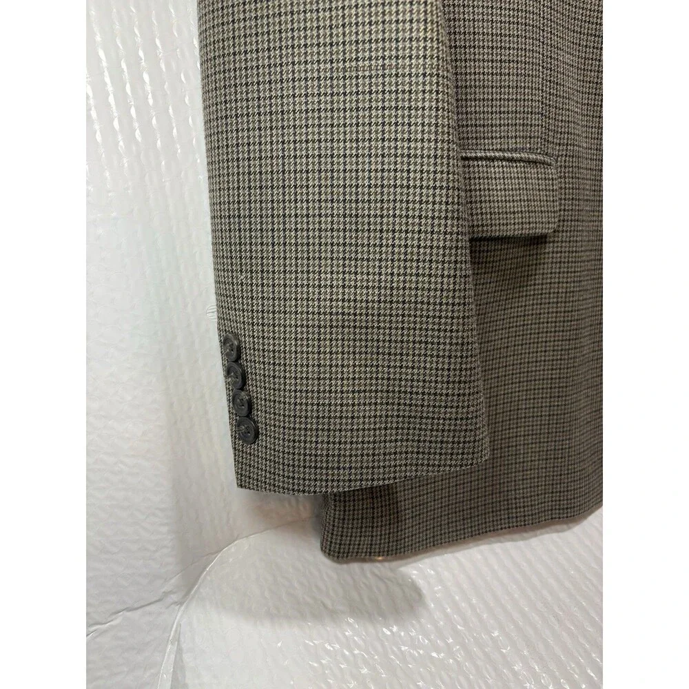 Lauren Ralph Lauren Men's Brown Houndstooth Silk/Wool Blazer 46R Two Button